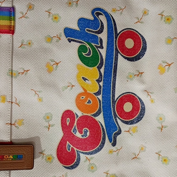 Coach Rainbow Roller Skate Canvas Tote Bag - Picture 2 of 10